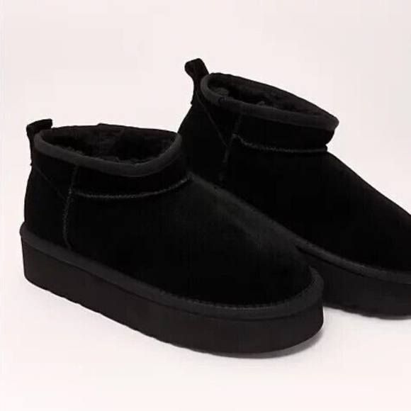 New Lamo Water Resistant Suede Platform Boots Ellie Ankle Bootie Black Cozy - Picture 6 of 10